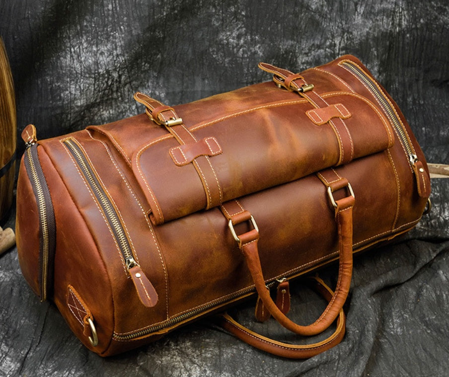 Men's Travel Bag - Retro Crazy Horse Leather