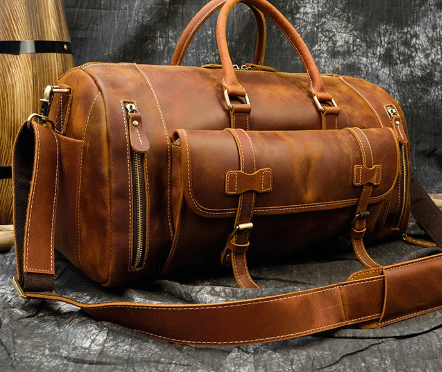 Men's Travel Bag - Retro Crazy Horse Leather