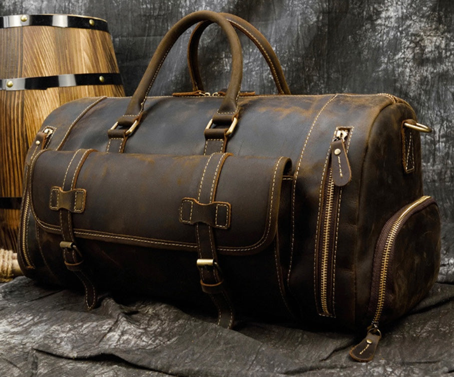 Men's Travel Bag - Retro Crazy Horse Leather