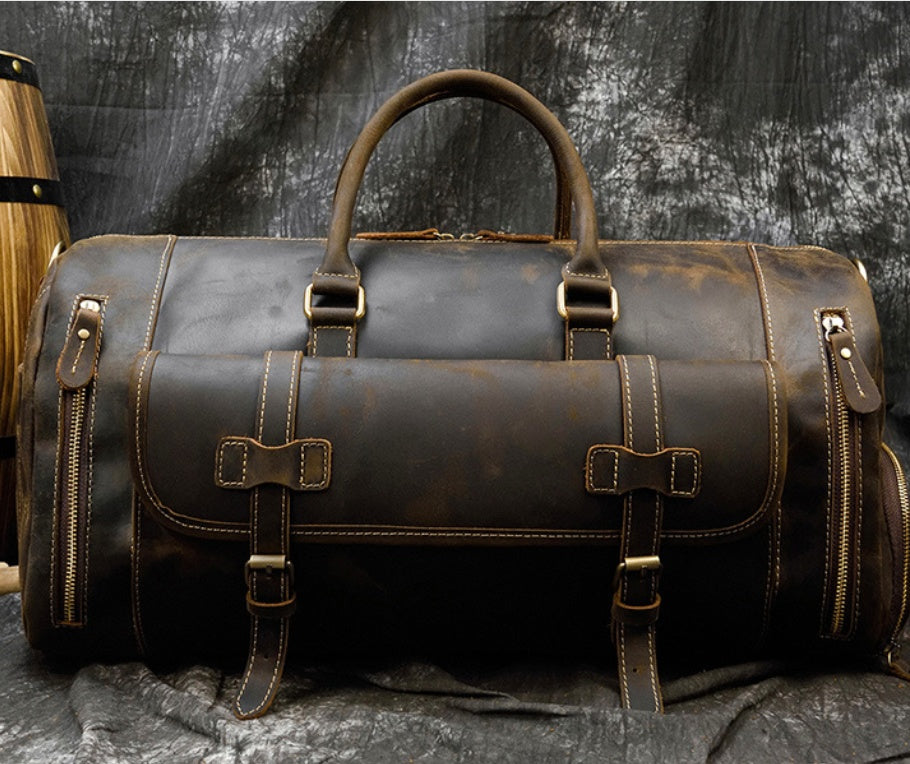 Men's Travel Bag - Retro Crazy Horse Leather