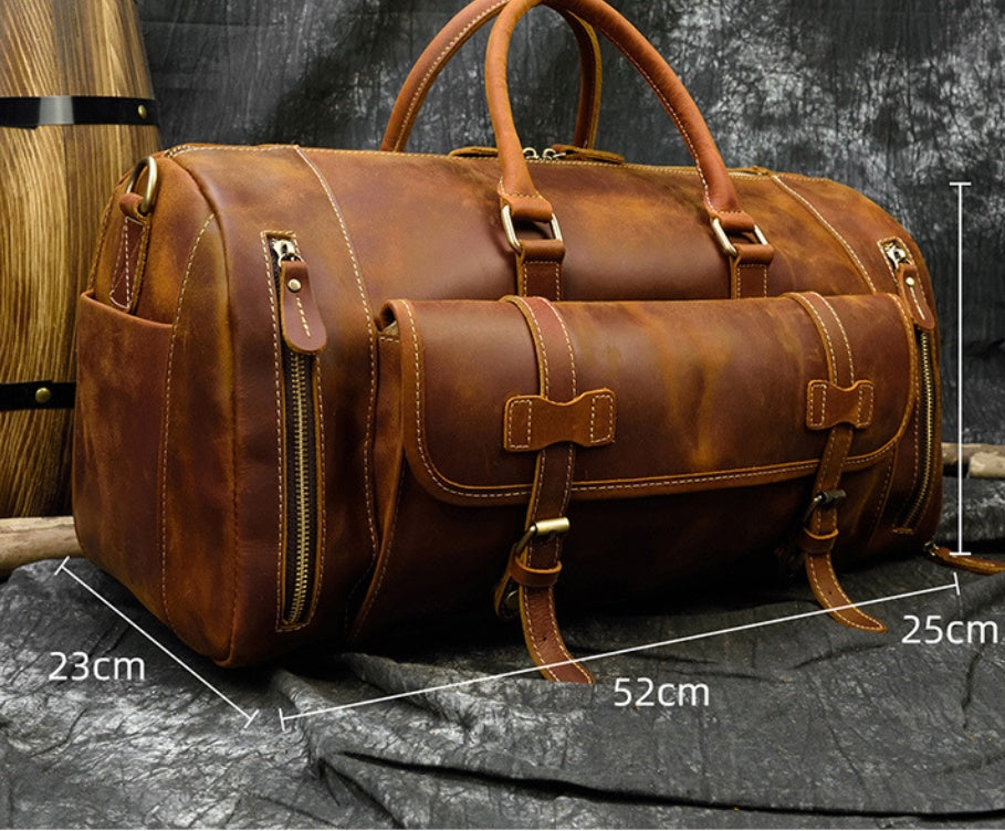 Men's Travel Bag - Retro Crazy Horse Leather