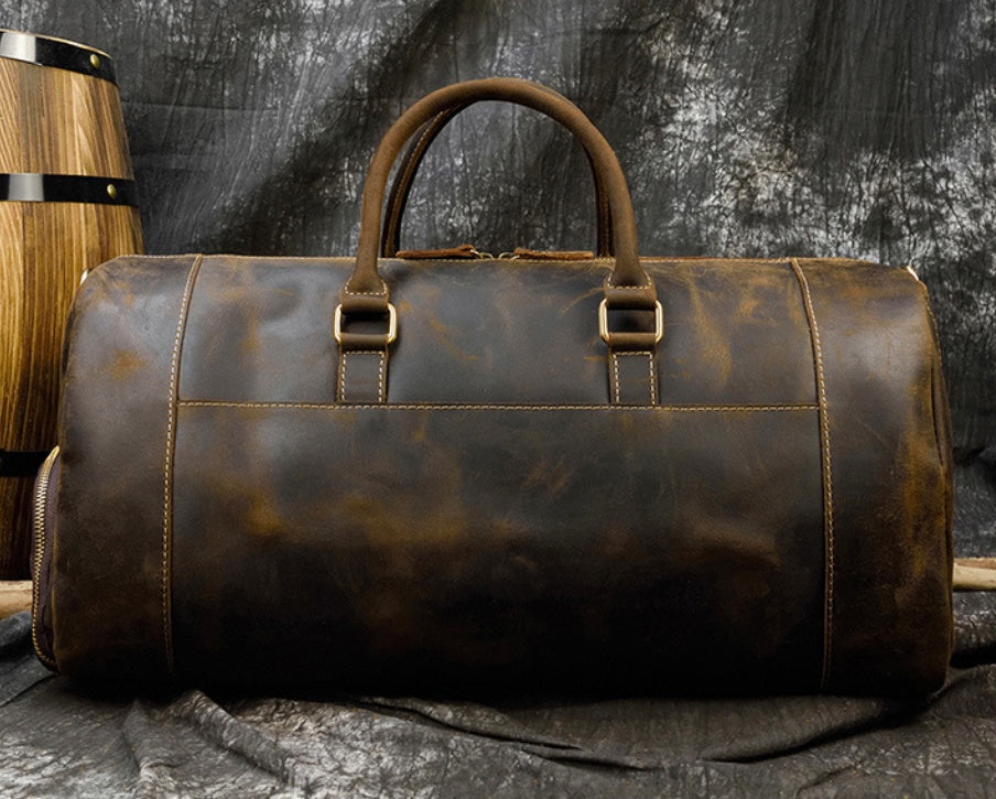 Men's Travel Bag - Retro Crazy Horse Leather