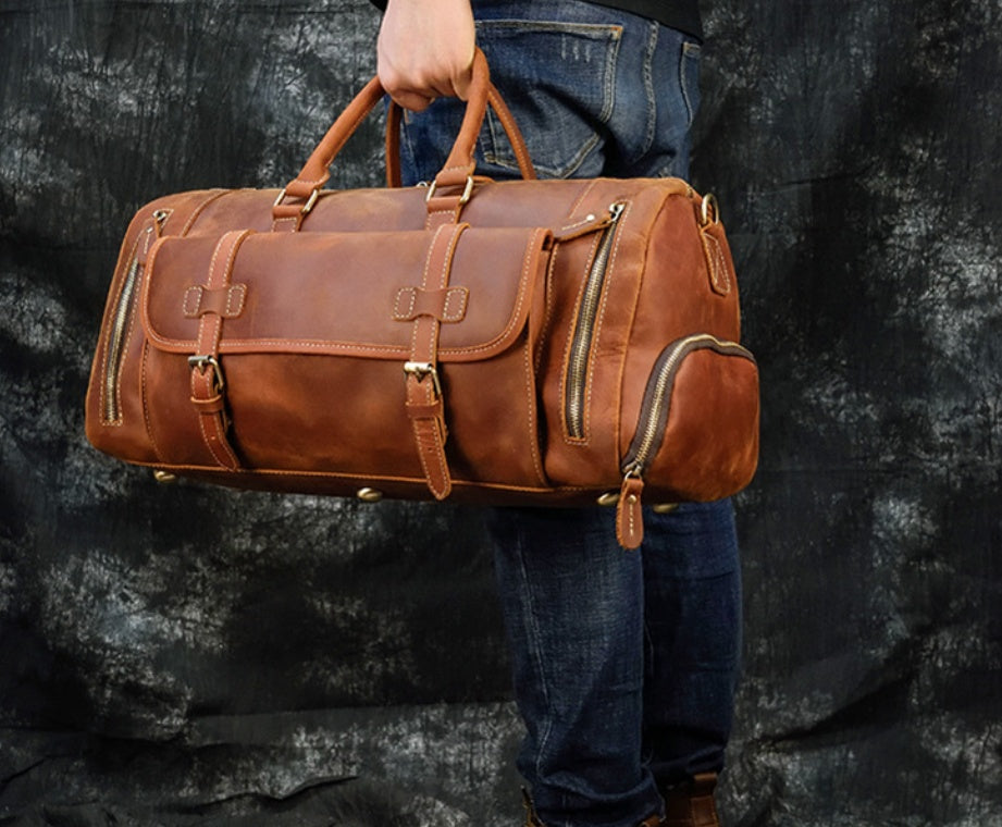 Men's Travel Bag - Retro Crazy Horse Leather