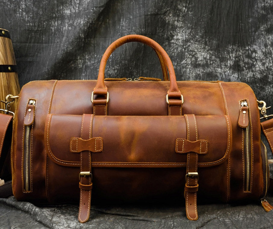 Men's Travel Bag - Retro Crazy Horse Leather