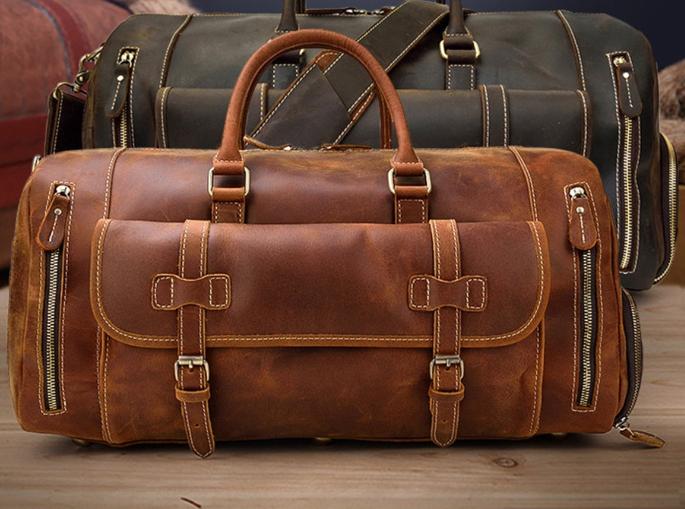 Men's Travel Bag - Retro Crazy Horse Leather